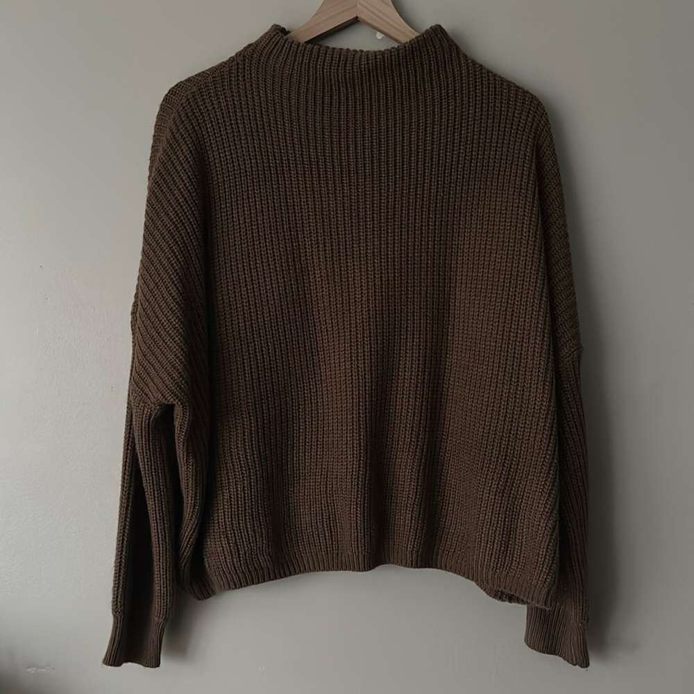 Brown Mock Neck Sweater